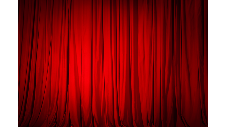 Closed red curtain in the theater, background texture