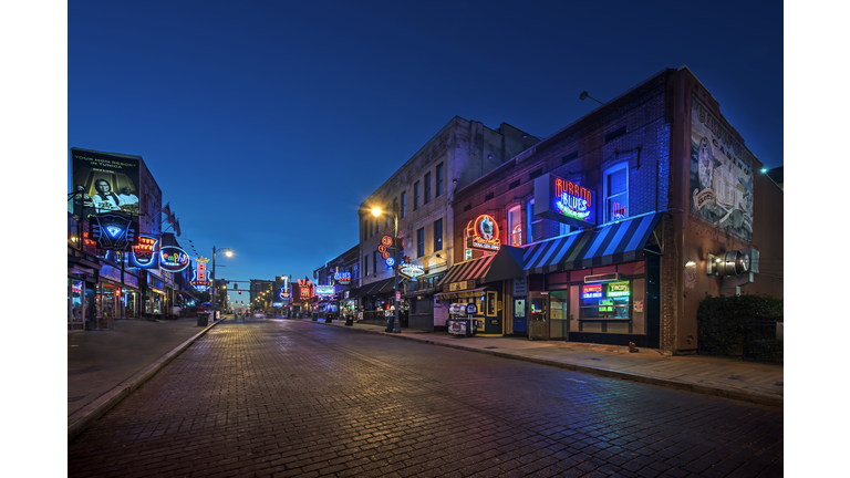 USA, Tennessee, Beale Street at twilight