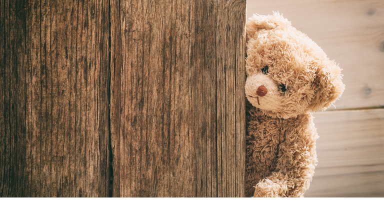 Teddy bear on wooden background