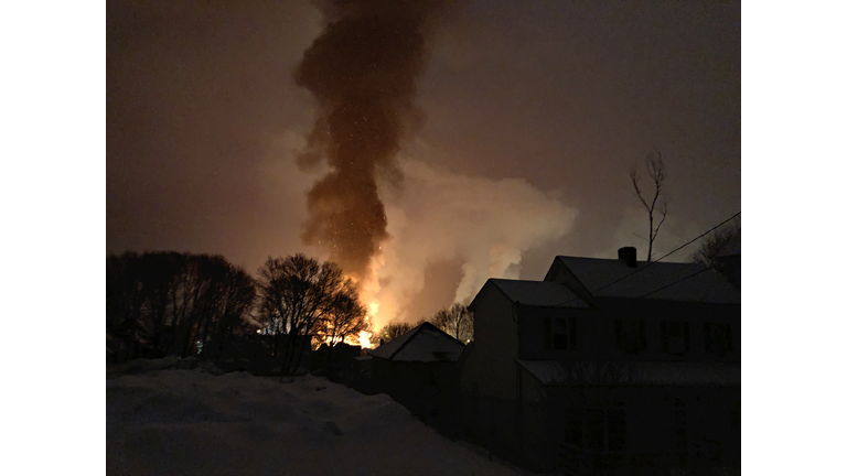 2/09/2020- House burns fire with flames and smoke in the small town of Rumford, Maine USA