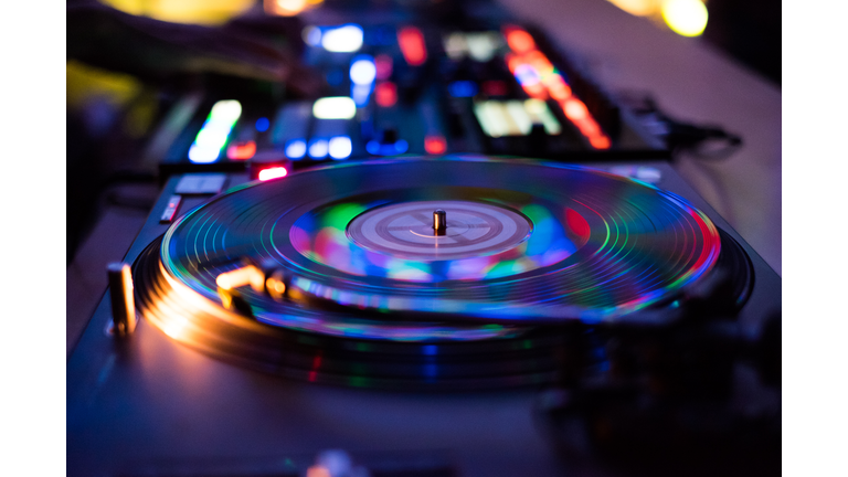 Close-Up Of Dj Turntable At Nightclub
