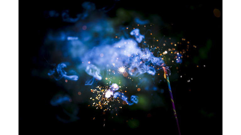 Dramatic Fire and Smoke During 4th of July Celebration from Sparkler