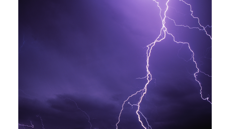 Lightning Bolts Above Colorado at Night