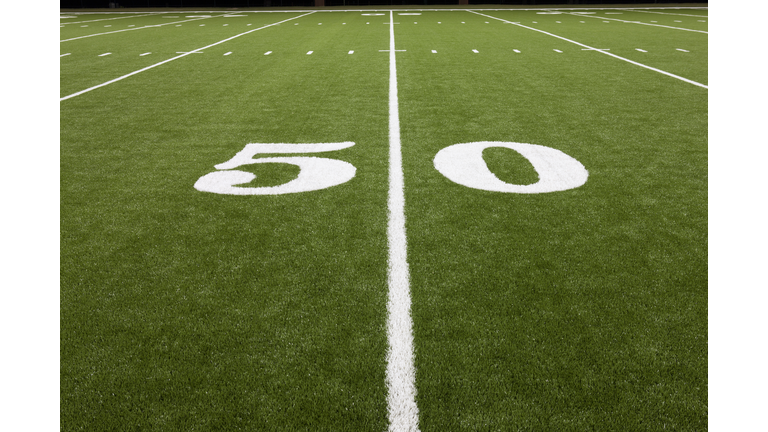 Fifty yard line on football field