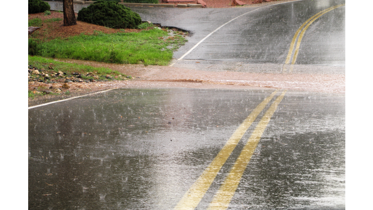 Flooded Road Hail Storm