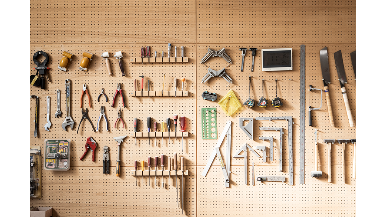 Various tools arranged on the wall