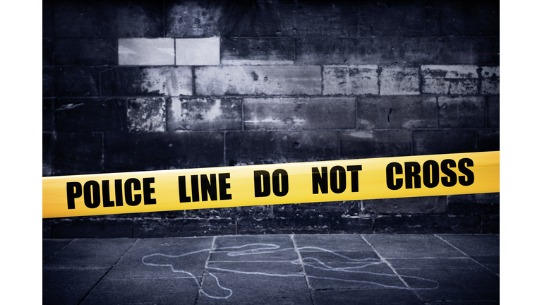 Yellow police line on crime scene