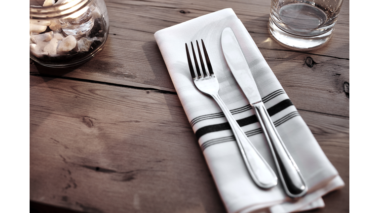 Close up view of a restaurant table