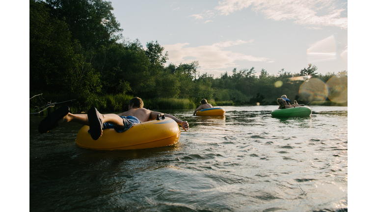 Tubing in river