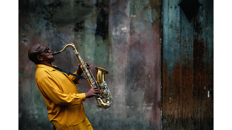 Jazz Musician Playing Saxophone