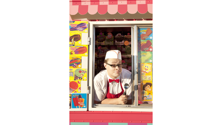 Portrait of ice cream vendor in his truck