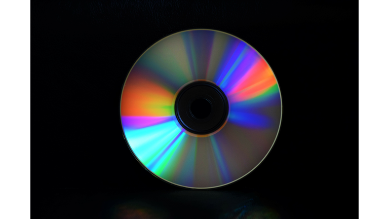 CD DVD disc closeup on black background