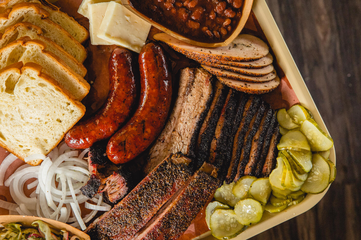 Top Down Shot of a Tray of Texas Barbecue