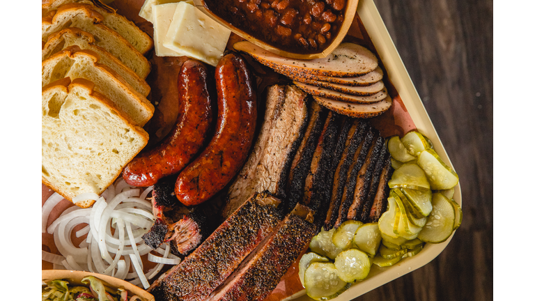 Top Down Shot of a Tray of Texas Barbecue