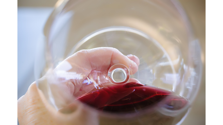 Looking into Glass of Red Wine