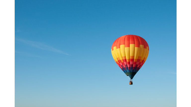 Hot Air Balloons Flying At Sunset