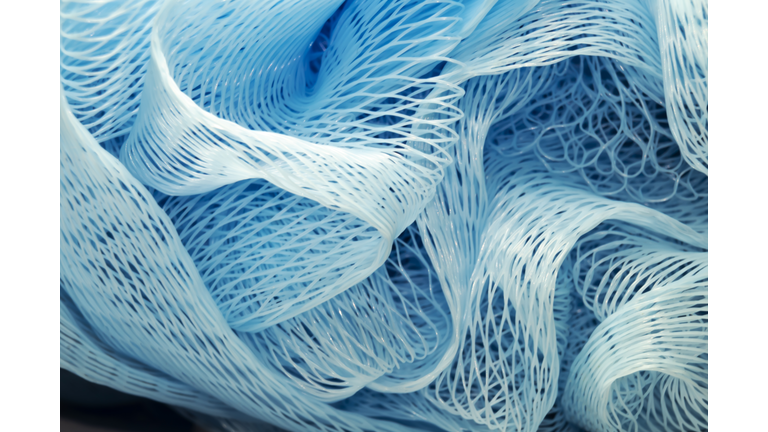 Full Frame Shot Of Blue Nylon Loofah