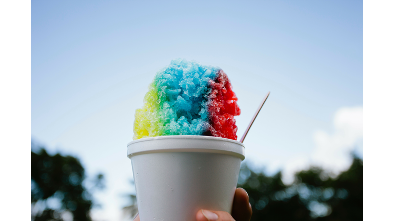 Close up of colorful snow cone