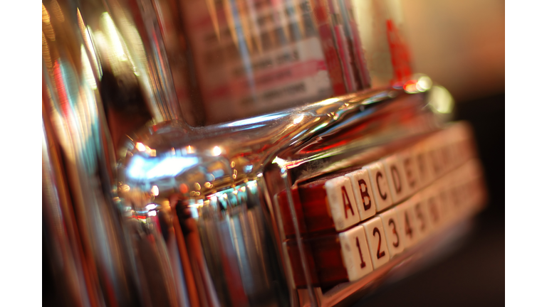 Jukebox on a blurred picture, vintage style