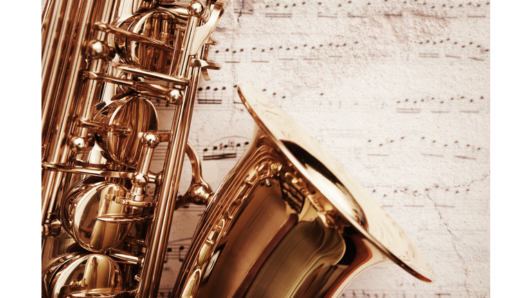 Grunge saxophone on music