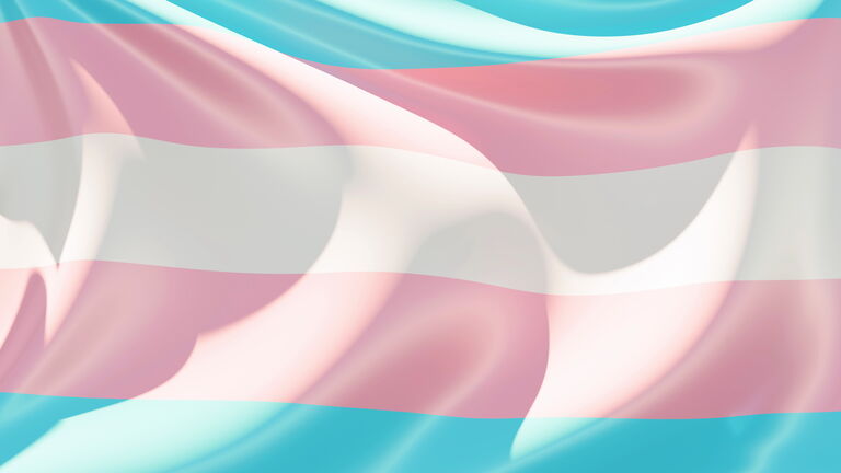 Transgender pride flag waving