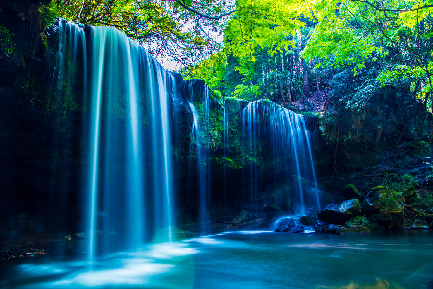 Nabegatai, waterfall in forest, Kumamoto Japan