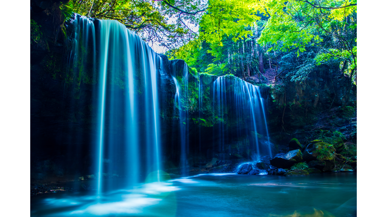 Nabegatai, waterfall in forest, Kumamoto Japan