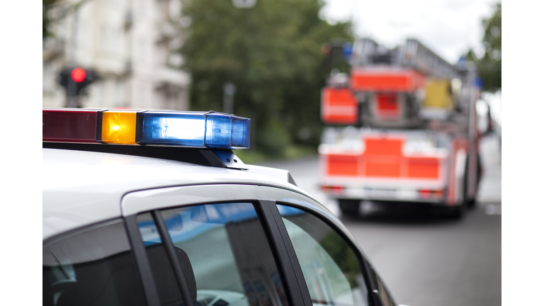 Police car and fire engine truck