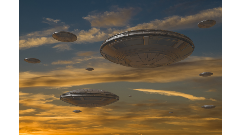 3d render. UFO spaceship concept