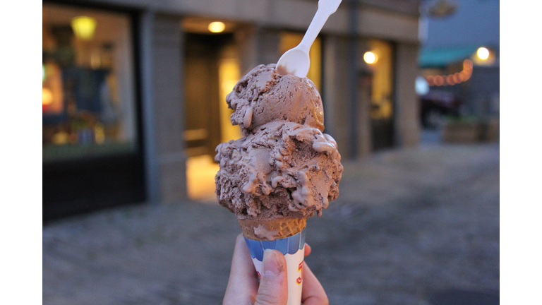 Cropped Image Of Person Holding Chocolate Ice Cream Cone