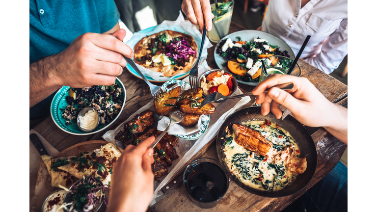 Enjoying lunch with friends