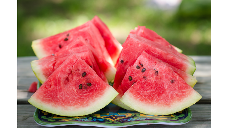 Freshly cut watermelon slices