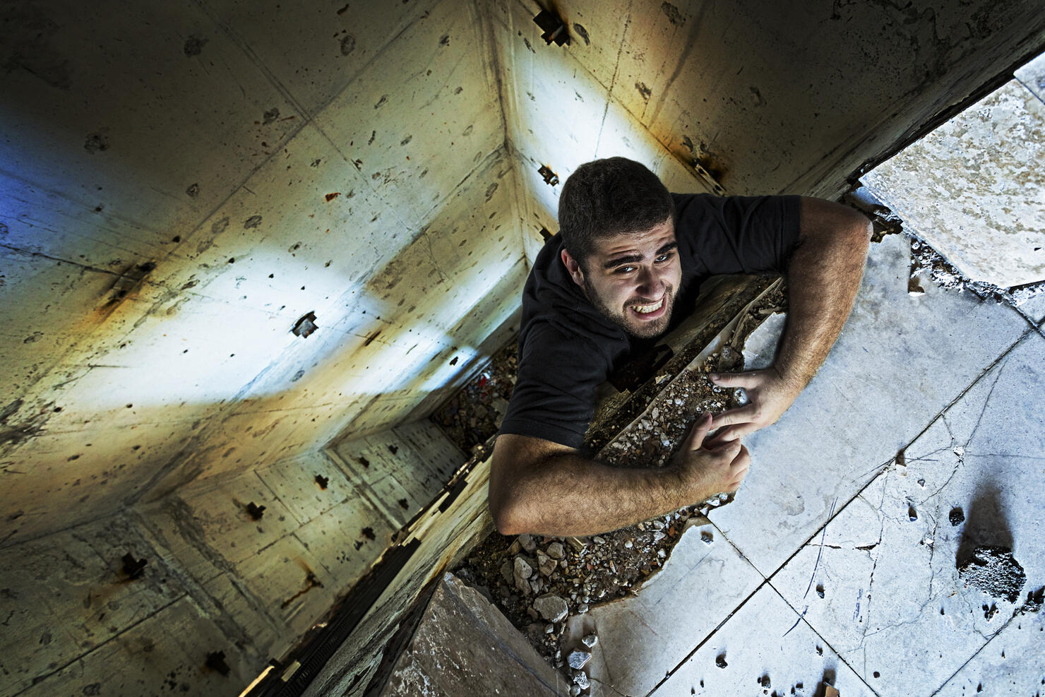 Falling in an elevator shaft