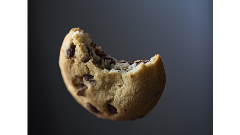 Chocolate chip cookie with bite