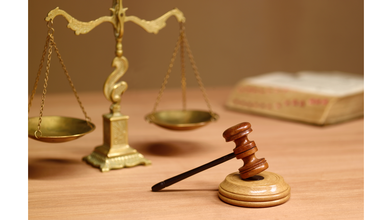 Judges desk in court room