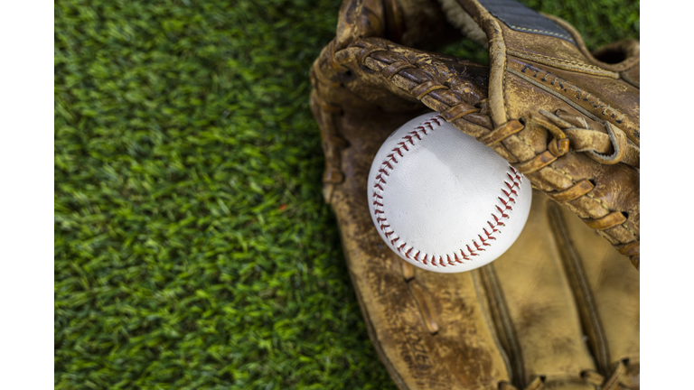 Baseball on the green grass