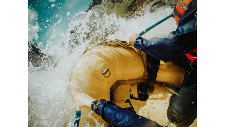 People Rafting In River