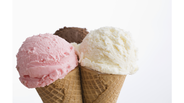 Colorful ice cream in cones
