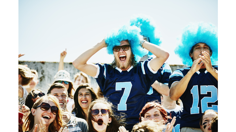 Fans cheering after team scores touchdown