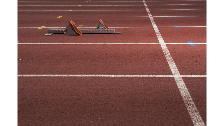 Starting block on running track