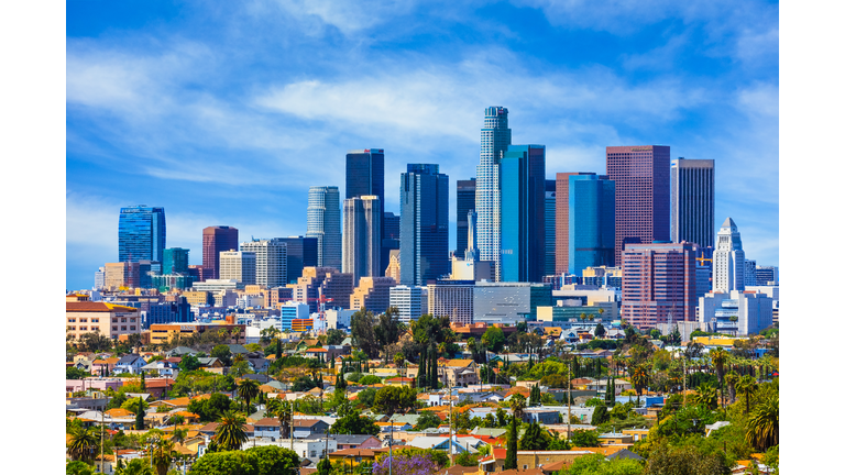 Skyscrapers of Los Angeles skyline,architecture,urban,cityscape,