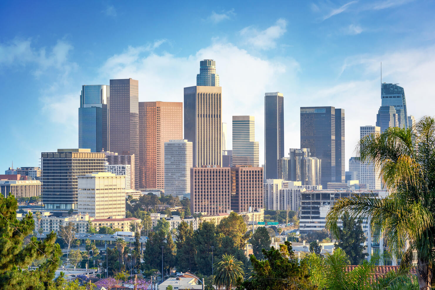 Los Angeles, California, USA downtown cityscape at sunny day