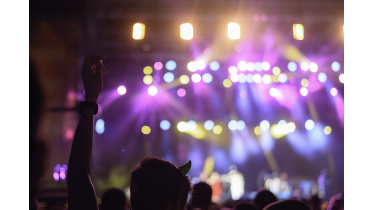 Concert crowd and stage lights