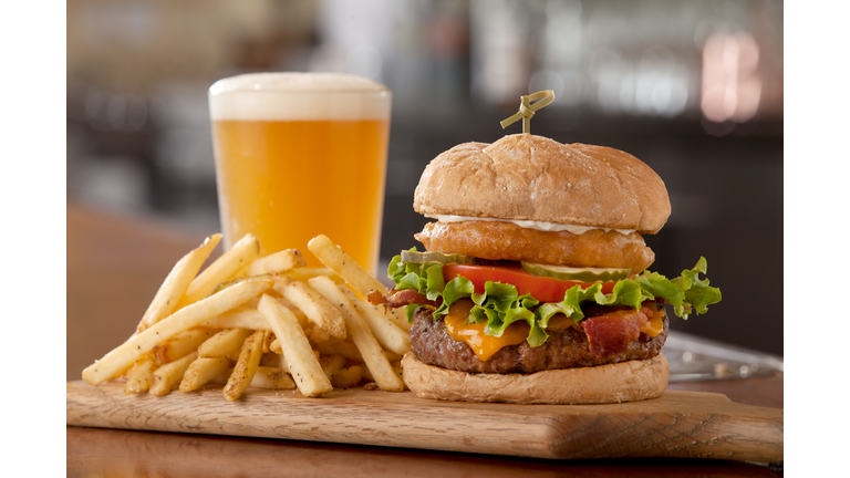 Burger, Fries and a Beer