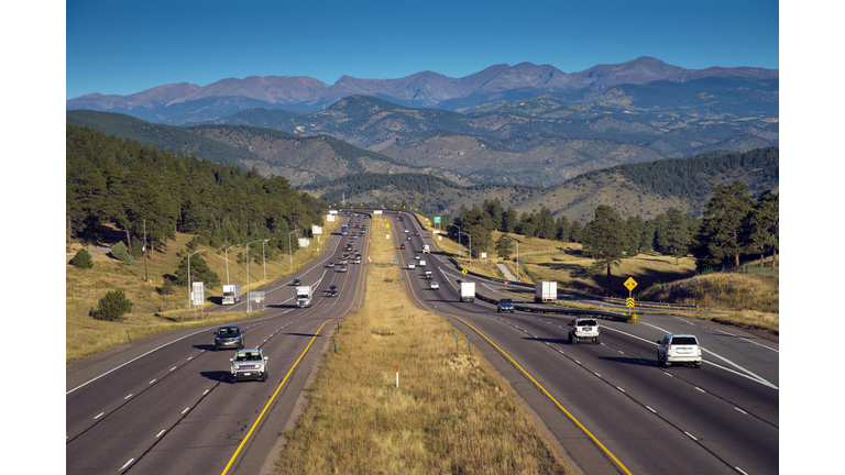 Route 70, Vehicles Moving East And West, Rocky Mountains, Genesee, Colorado