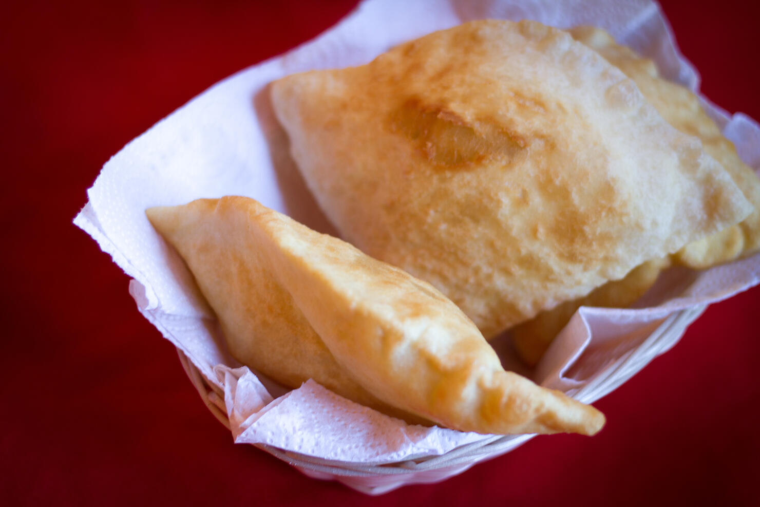 Southwest New Mexican Cuisine: Basket of Sopapillas (Close-Up)