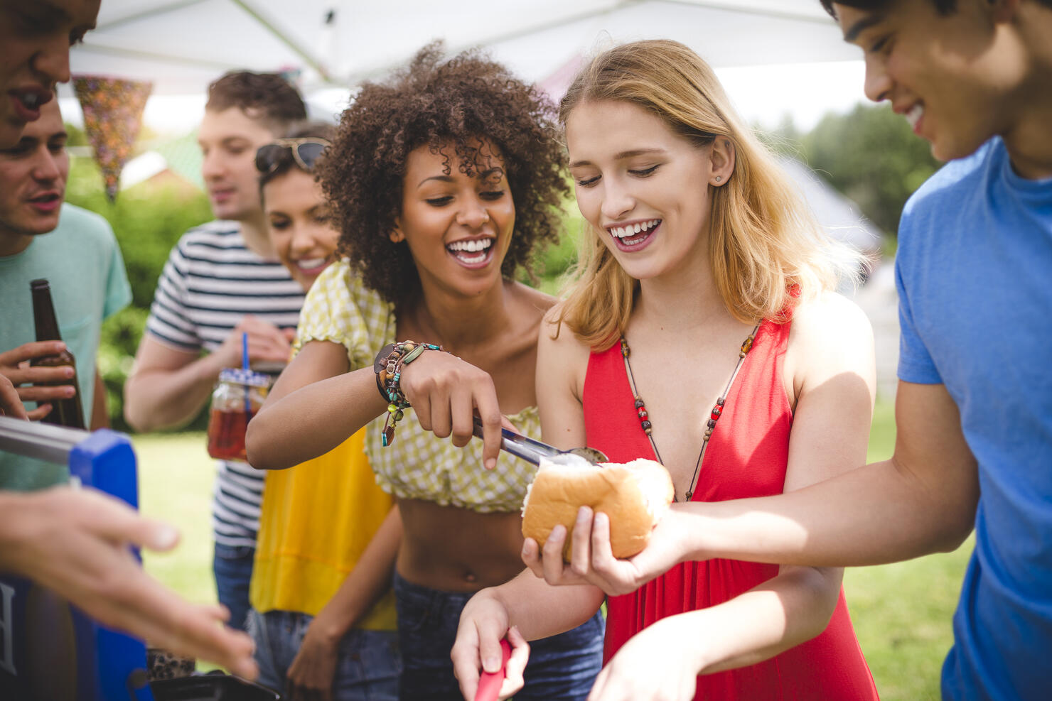 Friends Having Fun at a BBQ