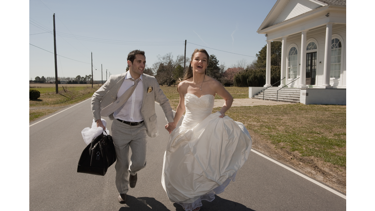 Married couple running