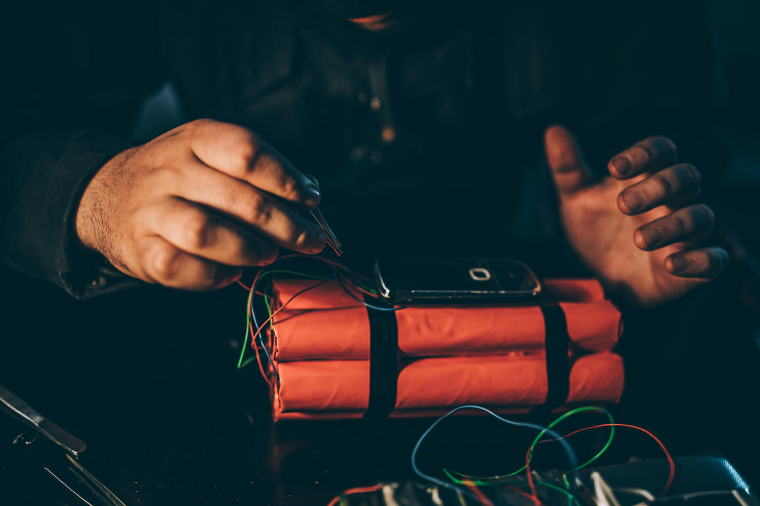 Terrorist making a dynamite bomb