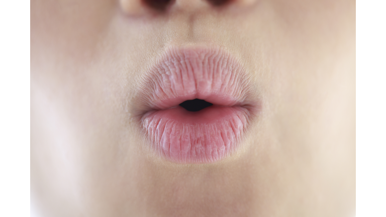 young woman's lip,close-up